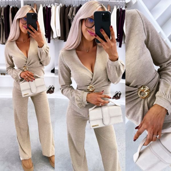 Taupe Soft And Stretchy Two-piece Set