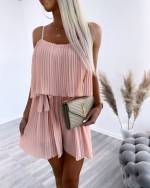 Бирюзовый Комбинезон со складками