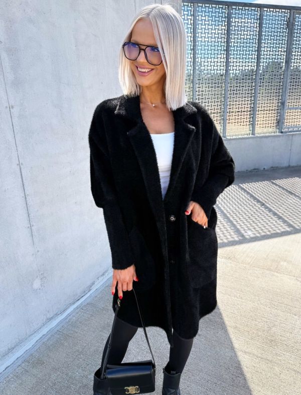Black Soft And Cozy Alpaca Jacket