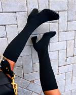 Black Block-heeled Over-the-knee Boots