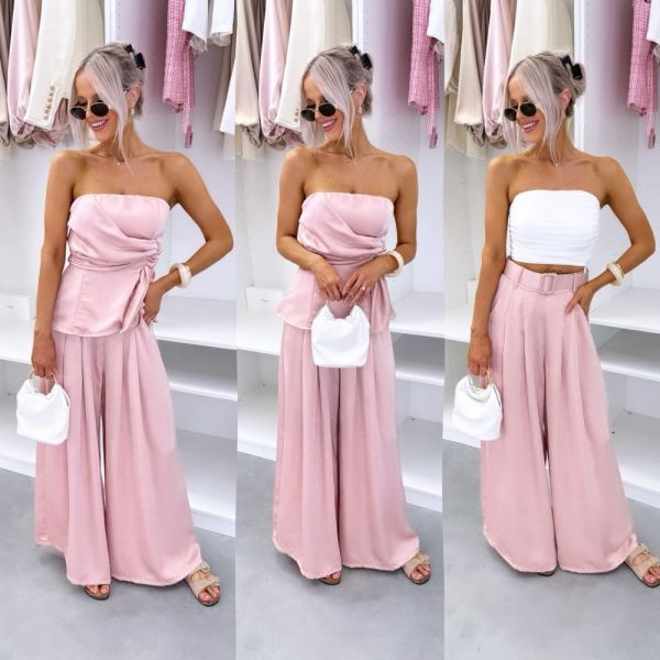 Pink Silky Two-piece Set