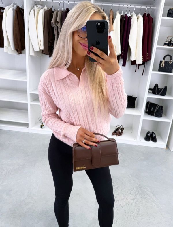 Pink Soft V-neck Sweater