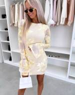 Czarny Wzorzysta Sukienka Bodycon