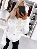 Balts Kardigans Ar Zelta Toņa Pogām