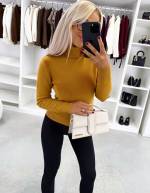 Beige High Neck Soft Sweater