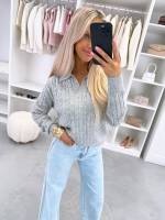 Розовый Мягкий свитер с V-образным вырезом