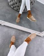 Beige Open Loafers