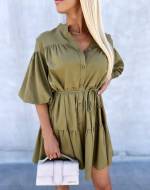 Beige Adjustable Waist Dress