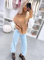 Gaiši Bēša Balts Adīts Vests Ar Oderi