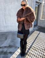 Light Beige Luxurious Short Fur Coat