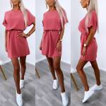 Light Pink Casual Belted Dress