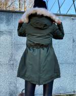 Khaki Winter Parka With Waterproof Outer Layer