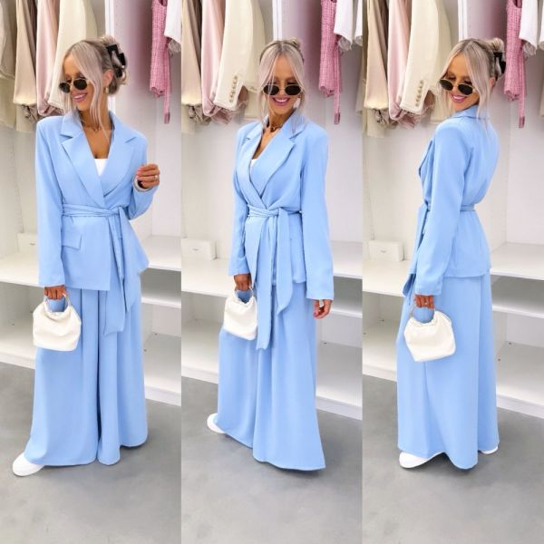 Blue Tie-front Blazer Jacket