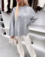 Pelēks Mīksts Džemperis Ar Kapuci