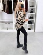 Bēša Adījuma Džemperis Ar Pagarinātu Aizmugures Malu