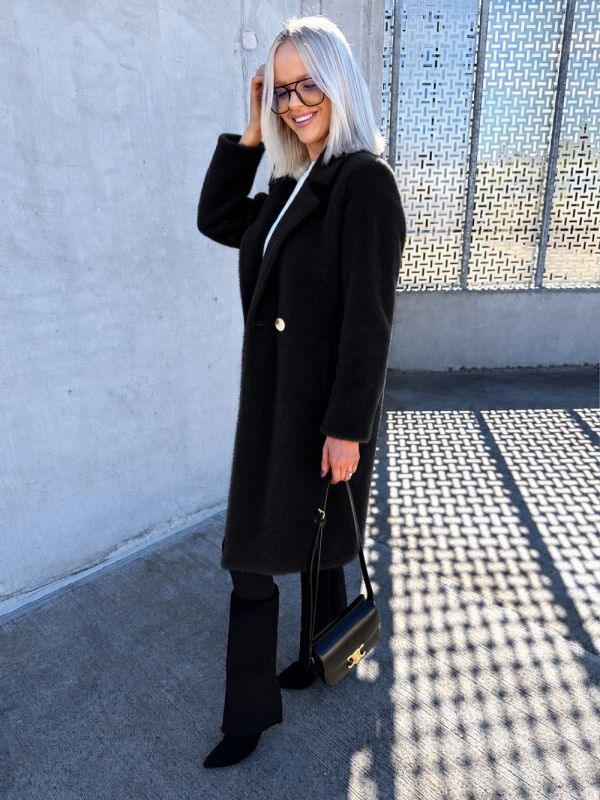 Black Soft Alpaca Coat