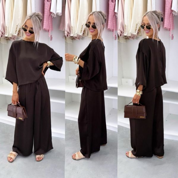 Brown Silky Two-piece Set