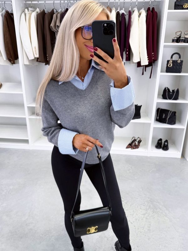 Grey Striped Base-layer Sweater