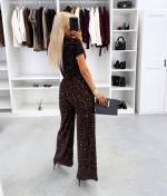 Ciemnoczerwony Miękkie Spodnie Z Cekinami