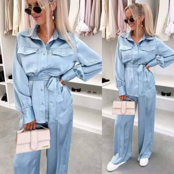 Blue Silky Two-piece Set