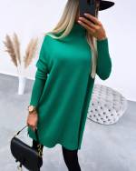 Khaki High-collar Sweater Dress