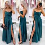 Coral Satin Maxi Dress