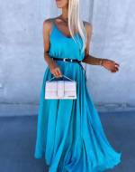 Light Blue Longer Dress With Belt