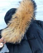 Camel Long Winter Parka With Natural Fur And Waterproof Outer Layer