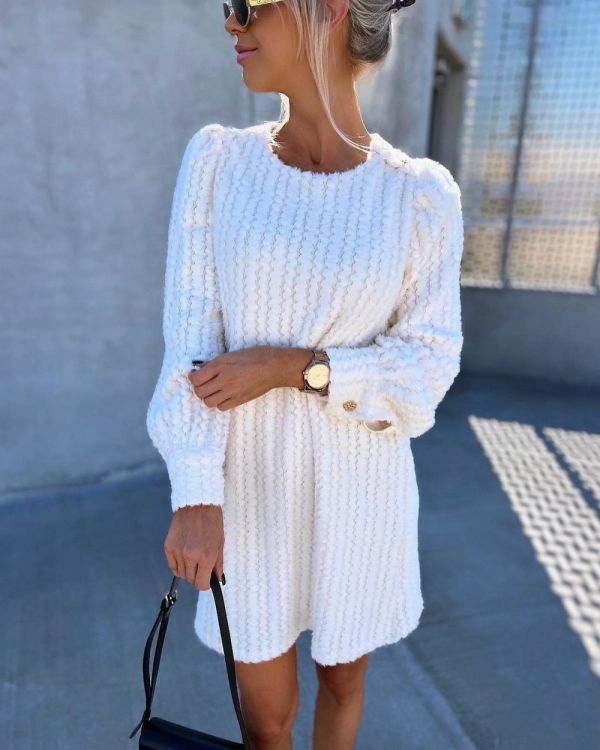 Light Beige Soft Comfortable Sweater Dress