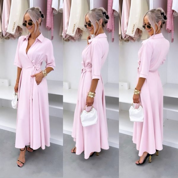 Pink Wrap Dress With Pockets