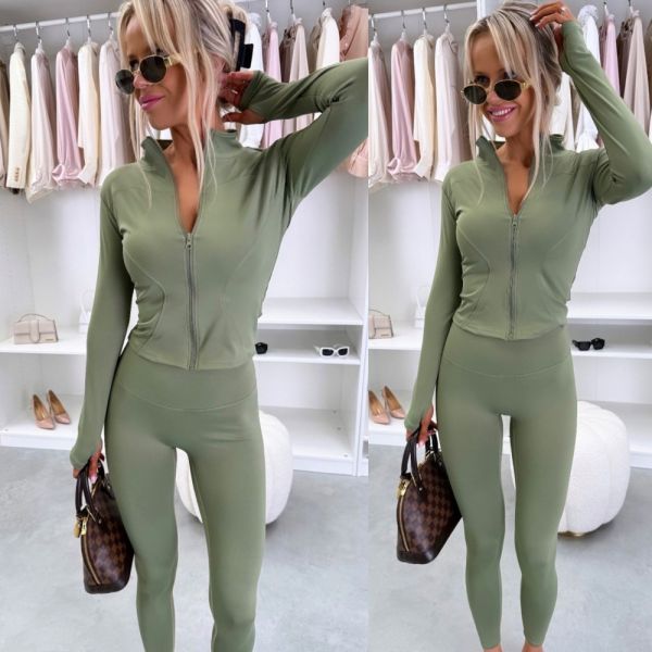 Khaki Two-piece Stretch Set