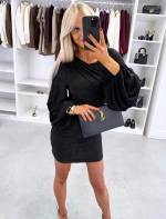 Brūns Elastīga Pieguļoša Kleita Ar Platām Piedurknēm