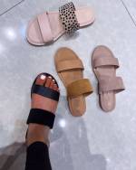 Beige Velvet Strap Sandals
