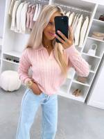 Серый Мягкий свитер с V-образным вырезом