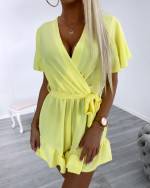 Белое Короткий комбинезон с лентой посередине