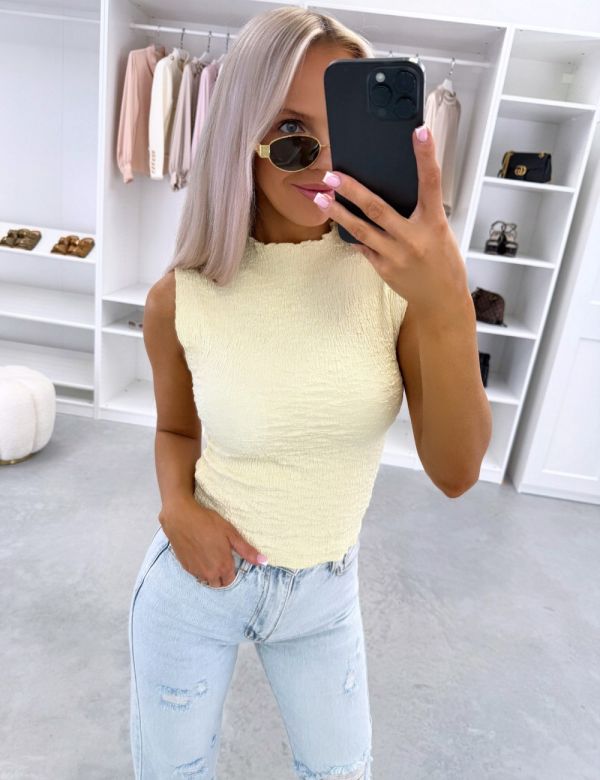 Yellow Stretch Fabric Blouse