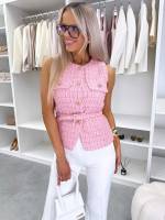 Roosa Kuldsete Nööpidega Vest