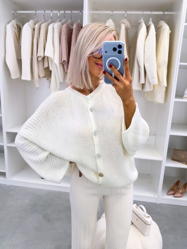 White Button-up Knit Cardigan