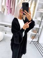 Черный Длинный кардиган из альпаки