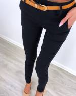 Черный Классические брюки с поясом