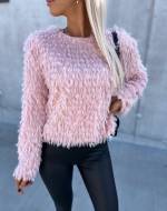 Pink Sweater With Feathers