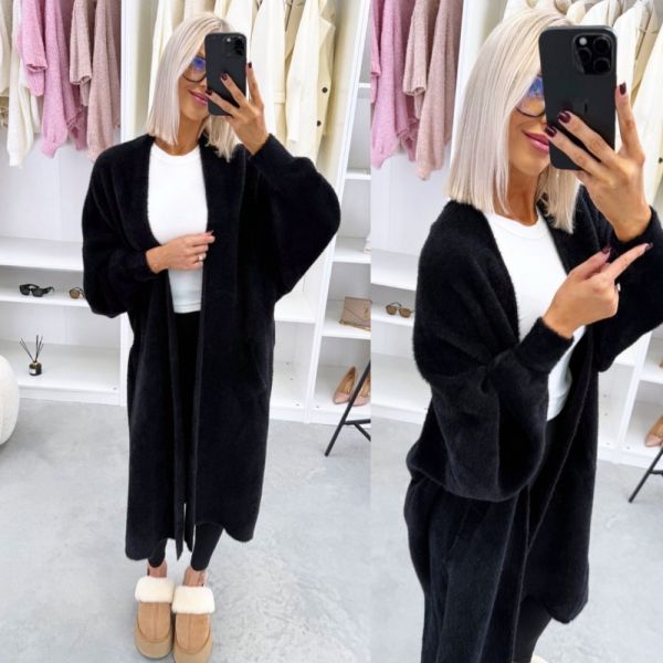 Black Long Alpaca Cardigan