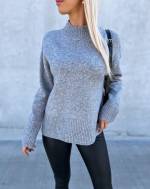 Light Beige Soft Sweater With Slit