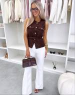 Pruun Kuldsete Nööpidega Vest