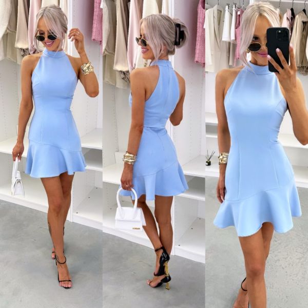 Blue Halter Bodycon Dress