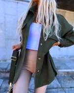 Khaki Oversized Spring/autumn Jacket