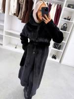 Tumši Violets Grezns Ziemas Mētelis Ar Kapuci