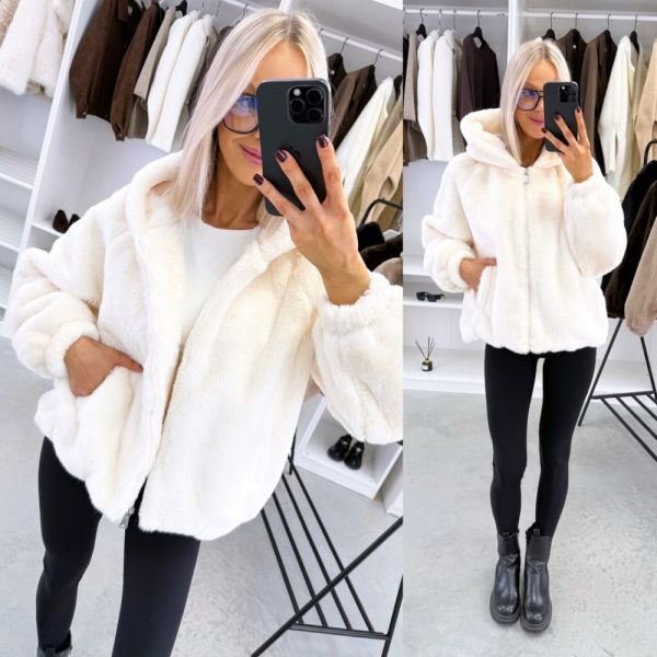 Light Beige Soft And Warm Zip-up Jacket