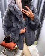 Beige Luxury Hooded Fur Coat