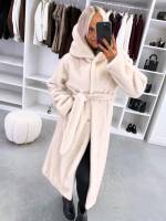 Tumši Violets Grezns Ziemas Mētelis Ar Kapuci